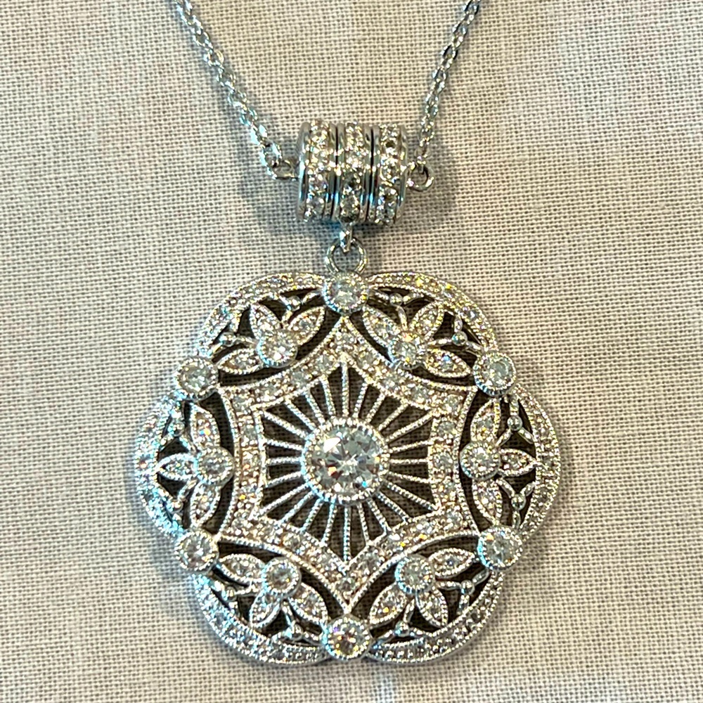 Esposito Diamonique smart snap Sterling necklace - Picture 1 of 15